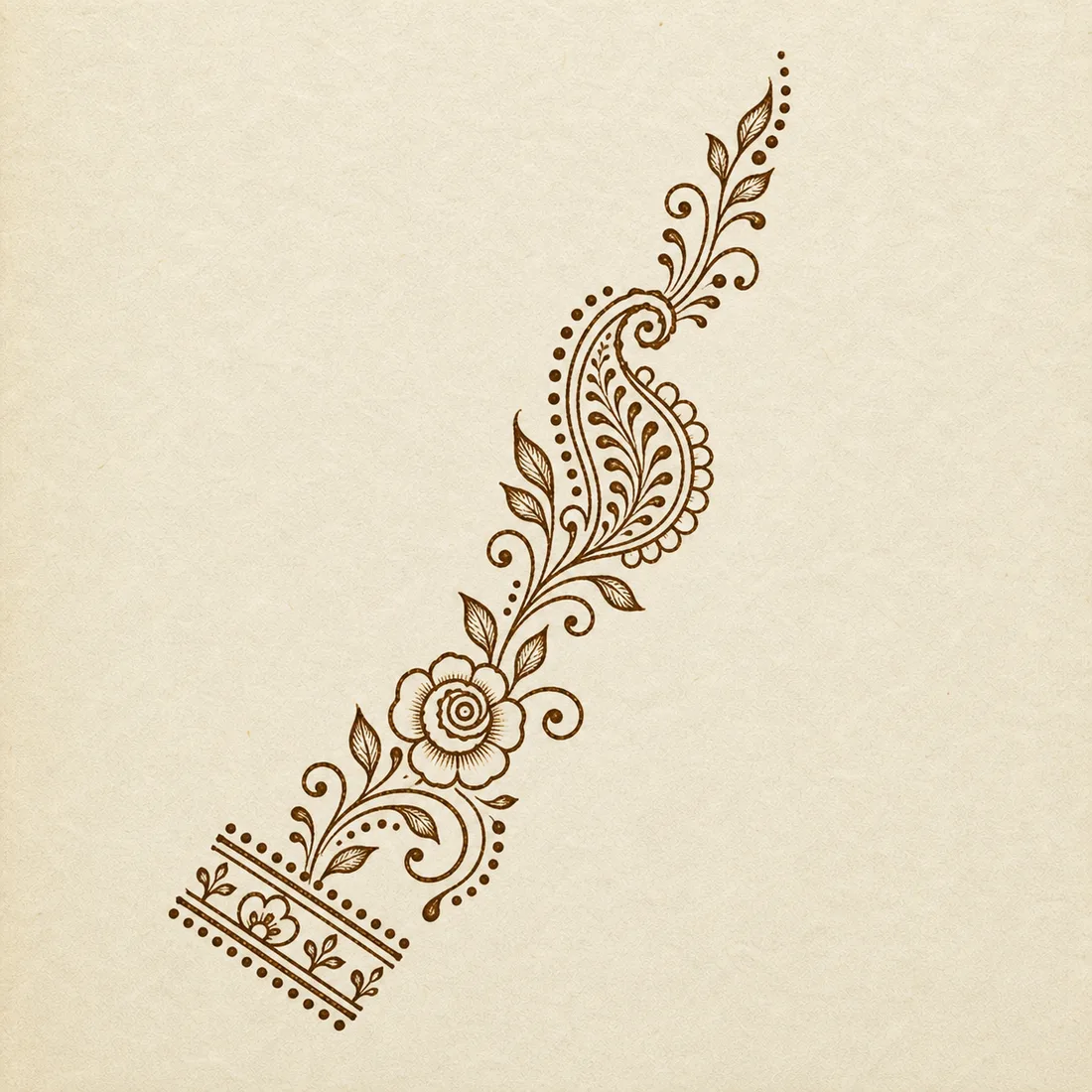 Easy front hand mehndi bracelet to index finger trail template