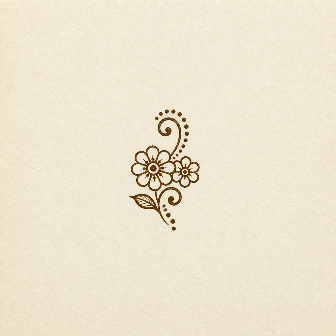 Small daisy swirl henna design for kids template with dots and leaves