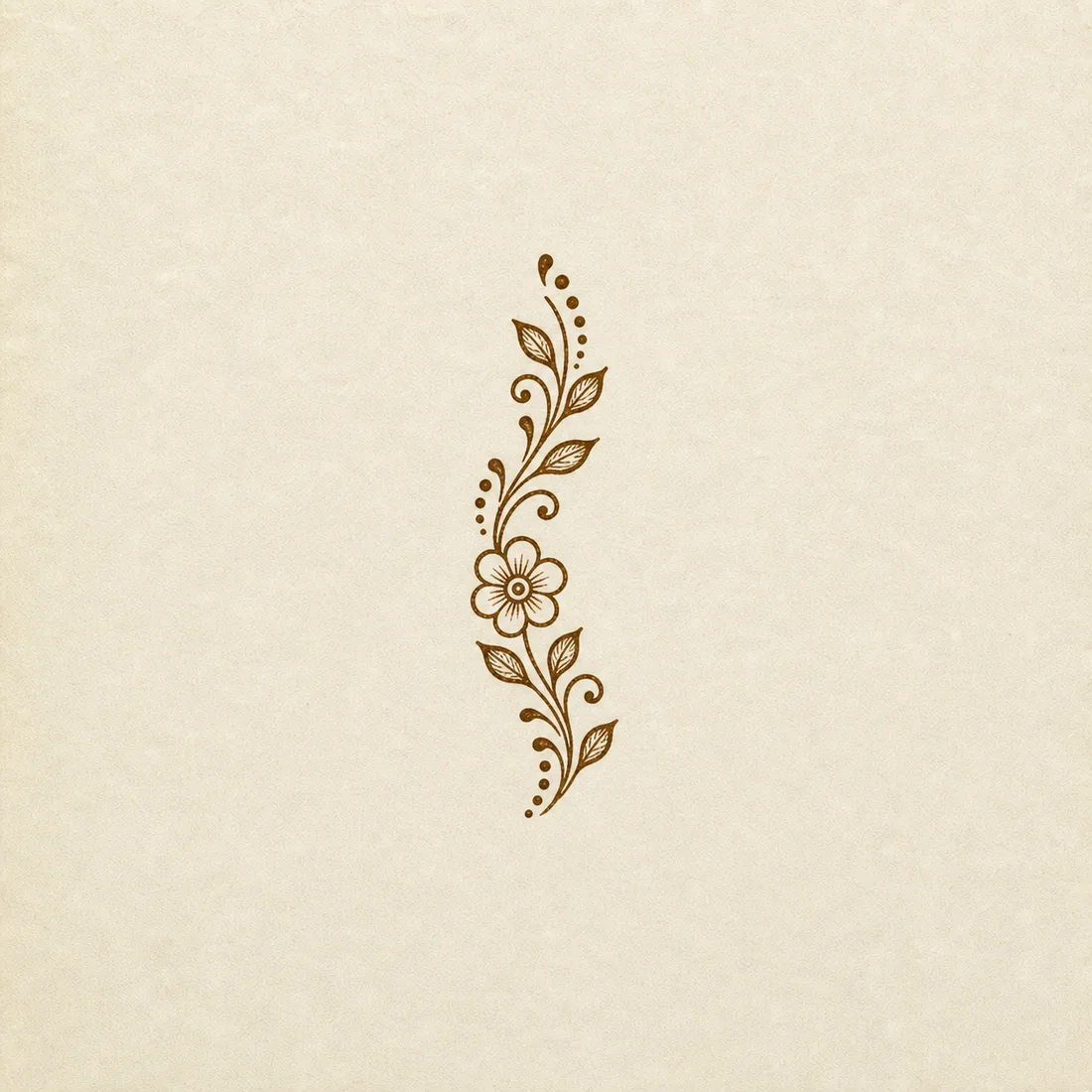 Tiny leaf trail henna design for kids template with dots and small flower