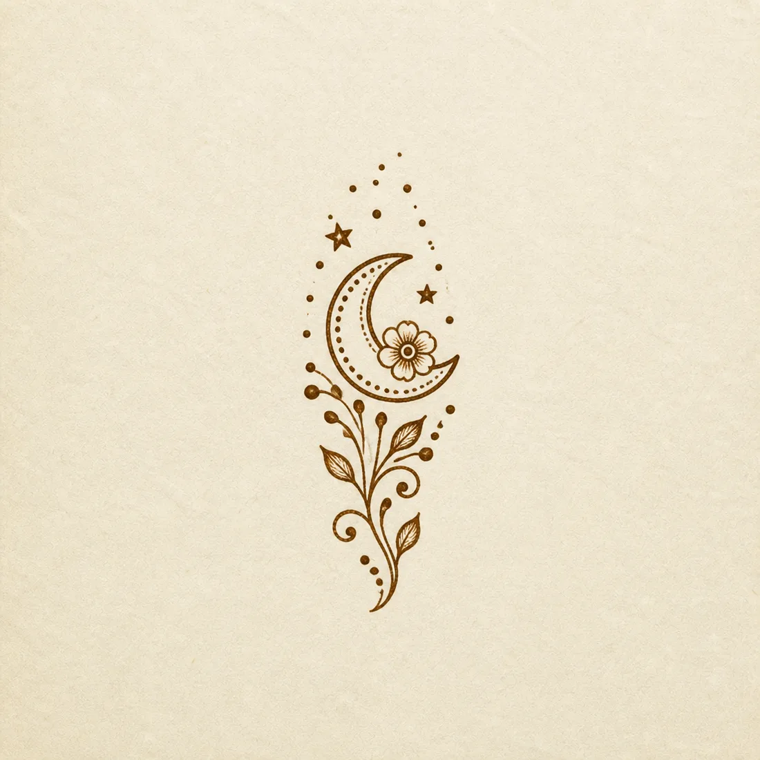 Kid friendly crescent moon and star henna design template