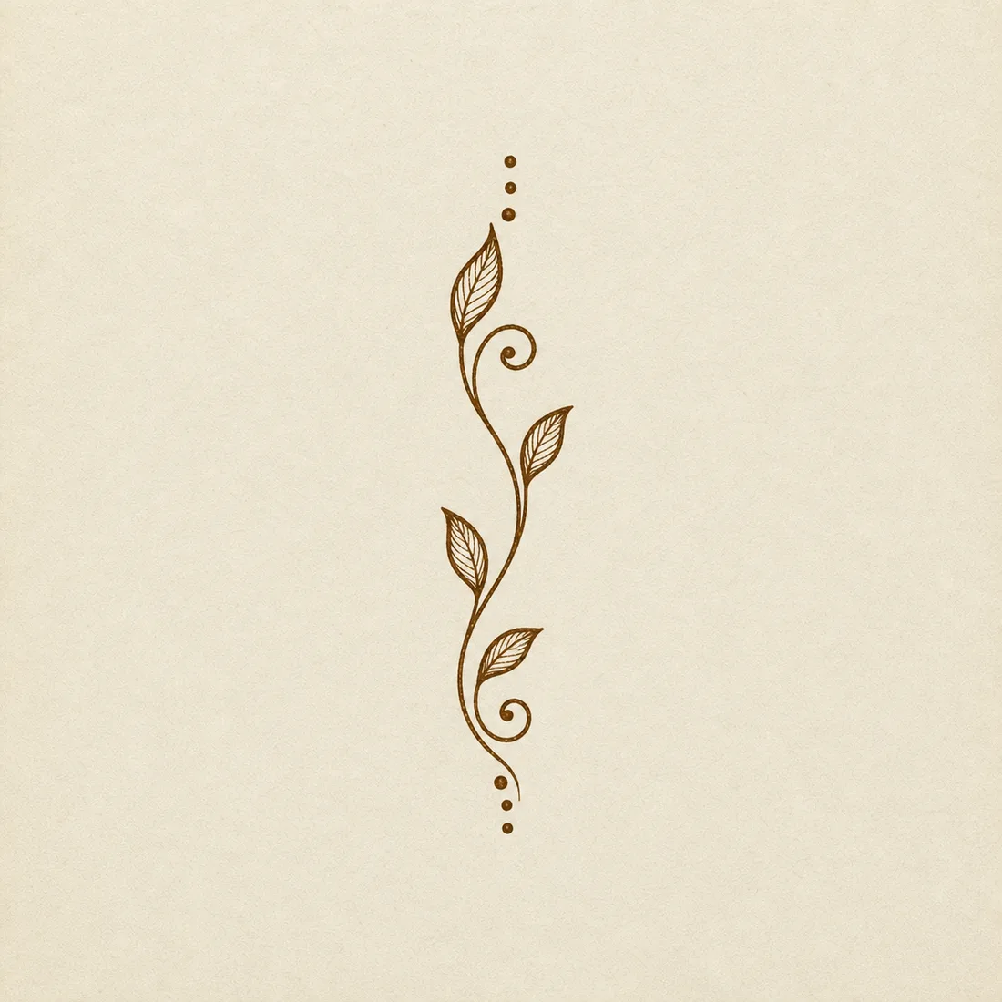 Minimal leafy S curve henna design template with dots and no flowers