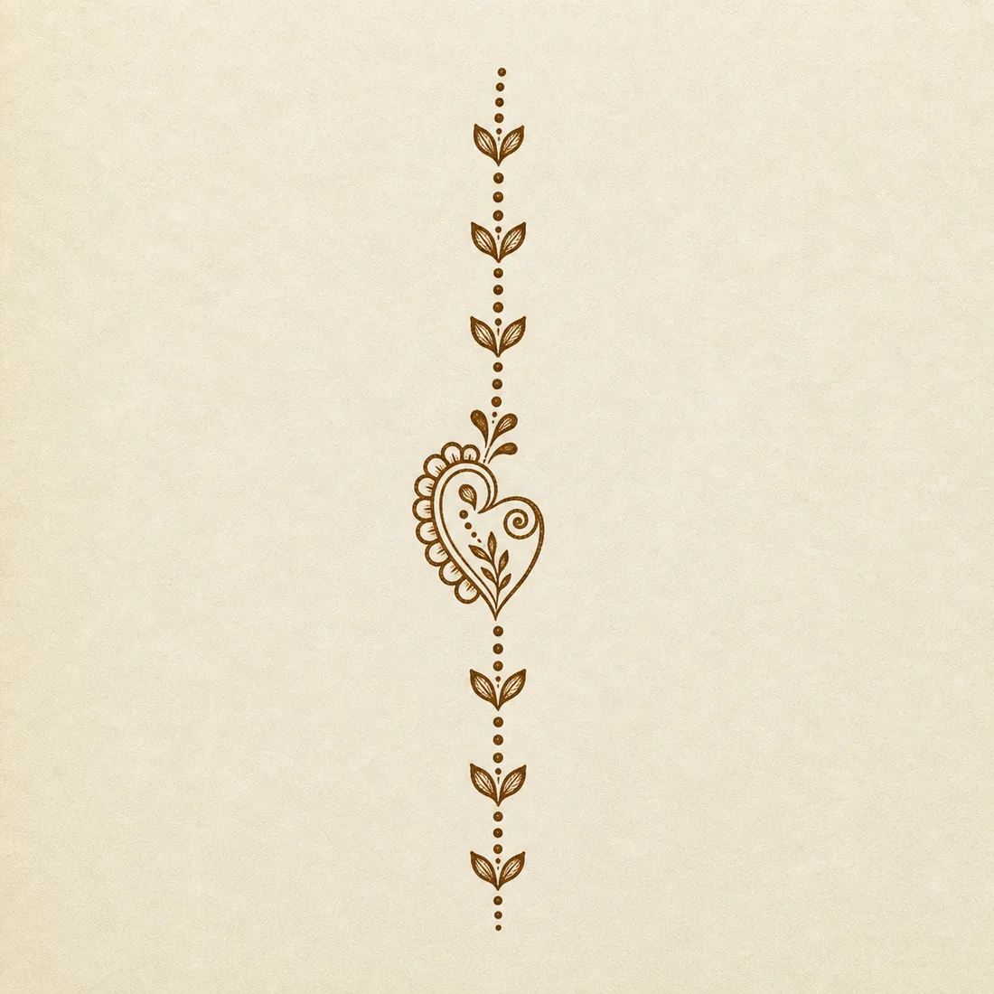 Minimal finger mehndi template with dots leaf pairs and small paisley
