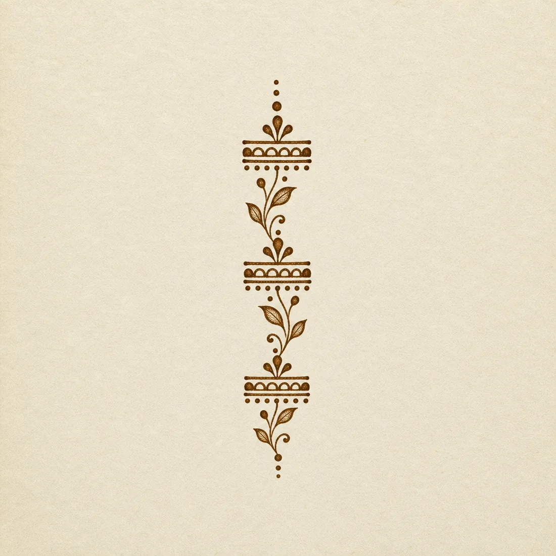 Simple finger mehndi ring band template with dots leaves and tiny bands