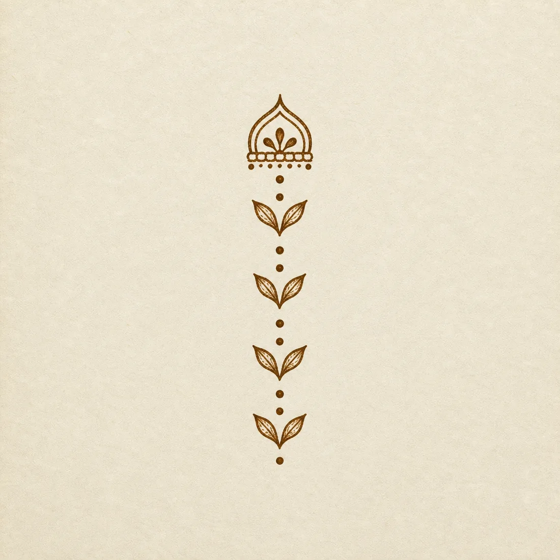 Ultra simple finger mehndi template with leaf pairs and dot trail