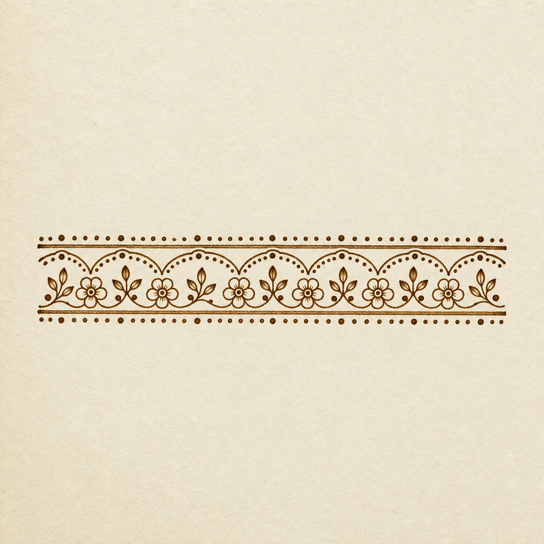 Simple wrist band mehndi border template with flowers and dots